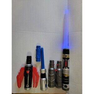 Star Wars Jedi Master Bladebuilders Lightsaber Hasbro Blue Red Retractable Works